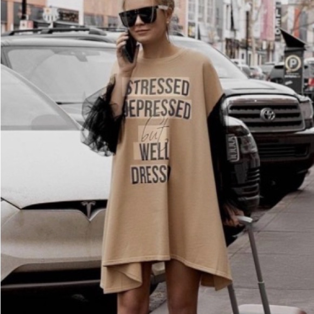 Stylish Tan Graphic Dress